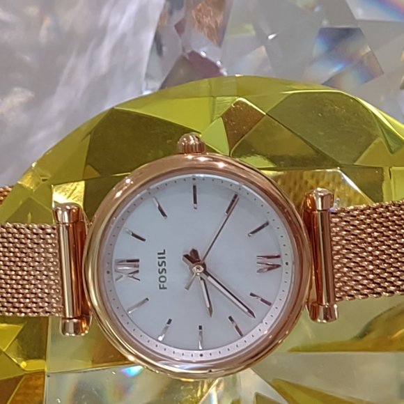 Fossil Carlie Three-Hand Rose Gold-Tone Stainless Steel Watch - Picture 3 of 7